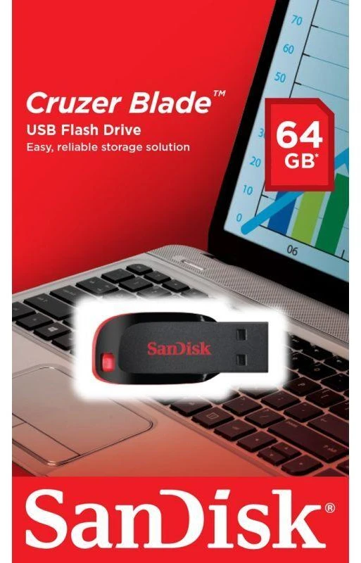 SanDisk Cruzer Blade SDCZ50-064G-B35 USB atmintinė (64 GB; USB 2.0; juoda)
