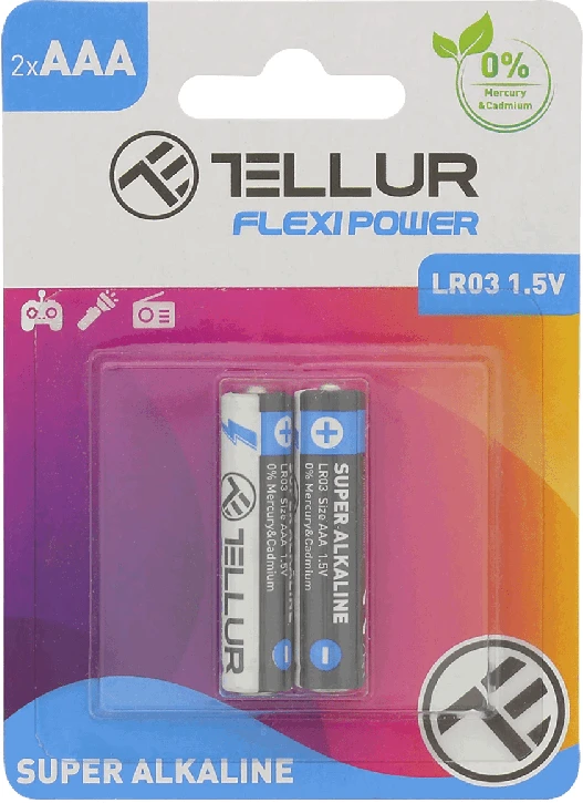 Šarminių AAA baterijų rinkinys Tellur Flexi Power, 1,5 V, 2 vnt