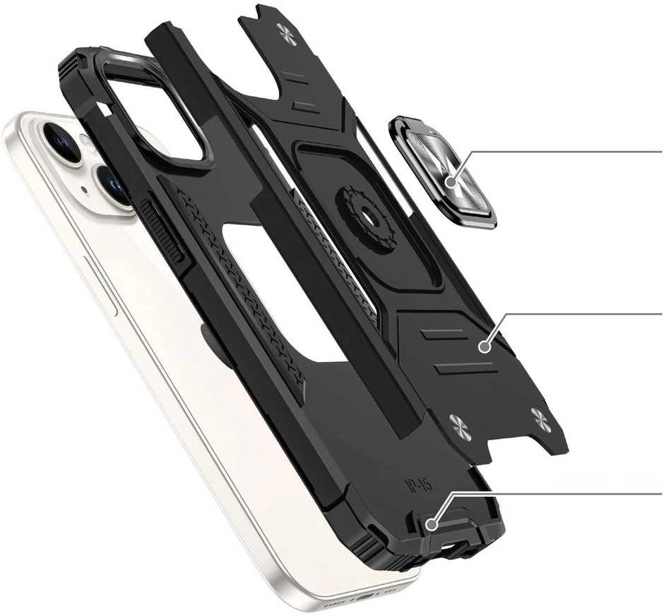 Wozinsky Ring Armor Apple iPhone 15 Plus iPhone 15 Plus Ring Armor – dėklas telefonui sidabro spalvos