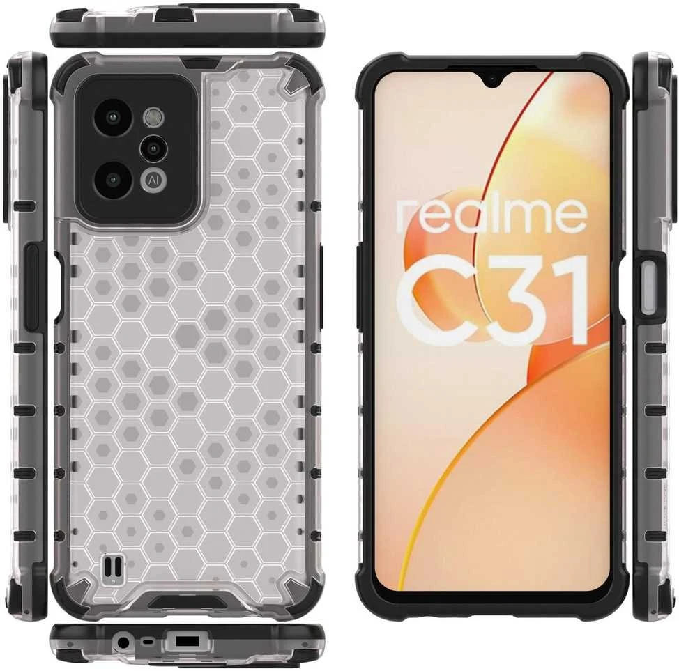 Hurtel Honeycomb dėklas skirtas Realme C31, skaidrus