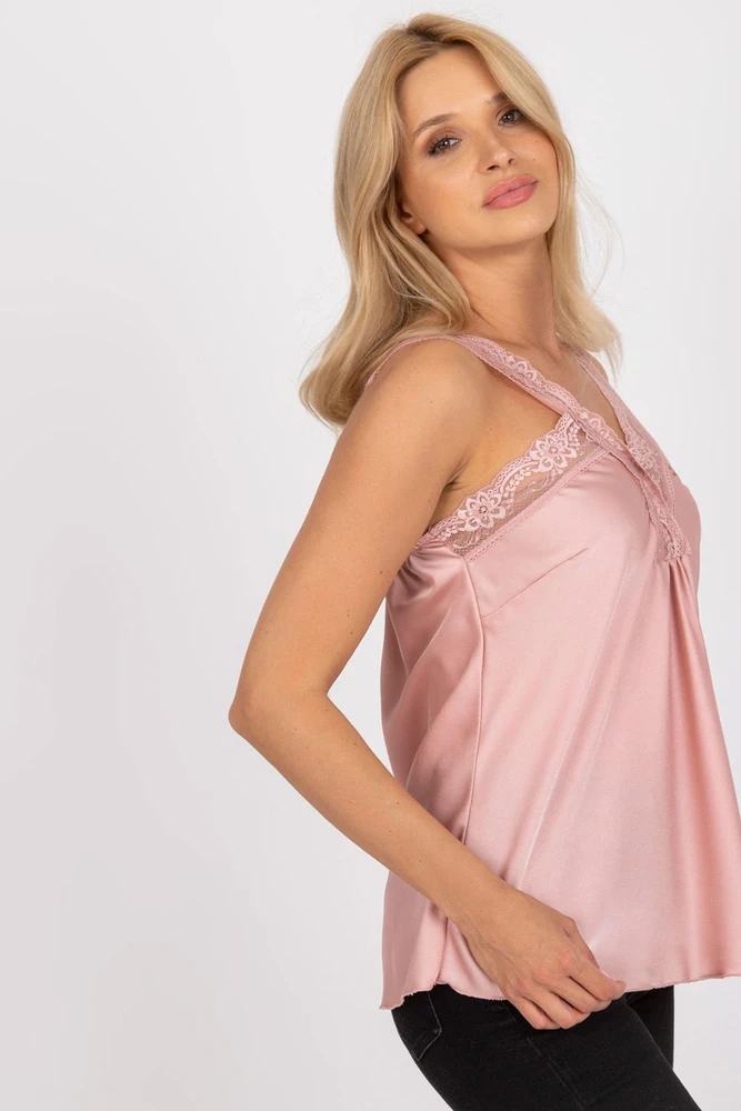 Satininis topas su nėrinių detalėmis Och Bella