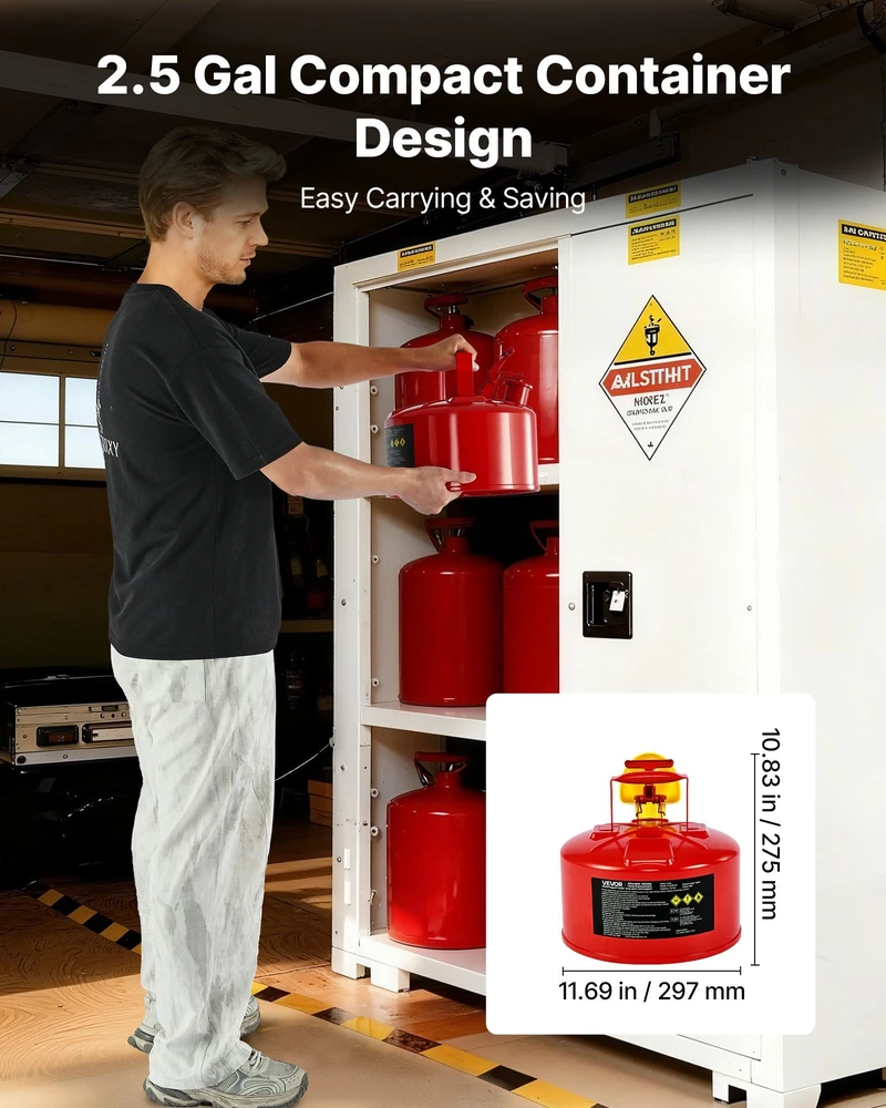 VEVOR Raudonas 9.5 L benzino kanistras