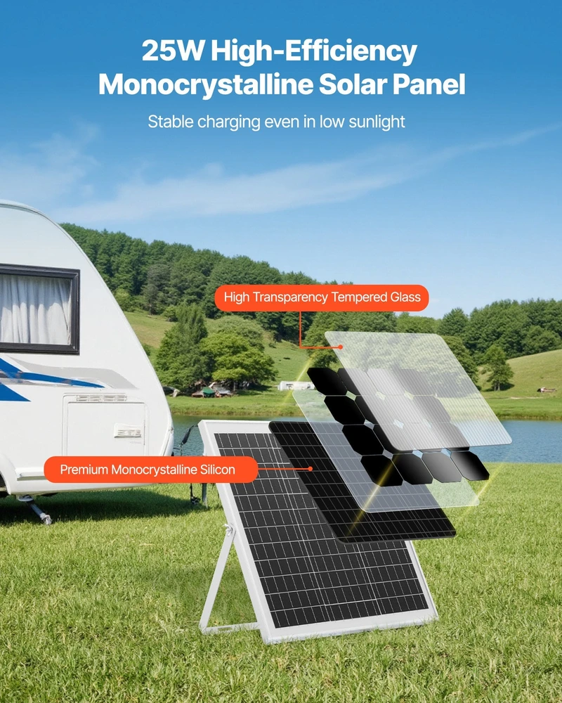 VEVOR 25W 12V saulės baterijos įkroviklis