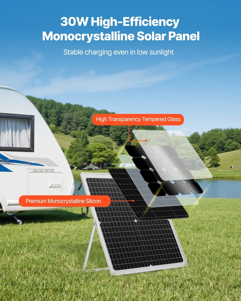 VEVOR 12V saulės baterijų įkroviklis 30W