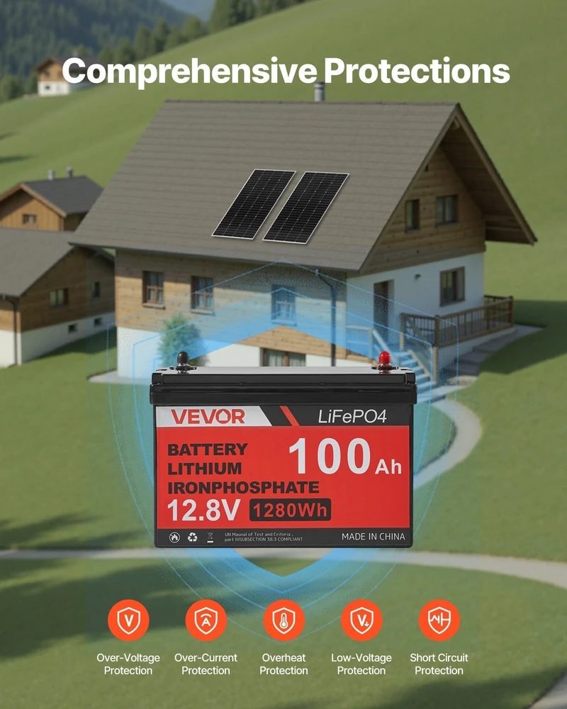 Saulės elektrinės rinkinys VEVOR 400W 12V, 100Ah LiFePO₄ akumuliatorius