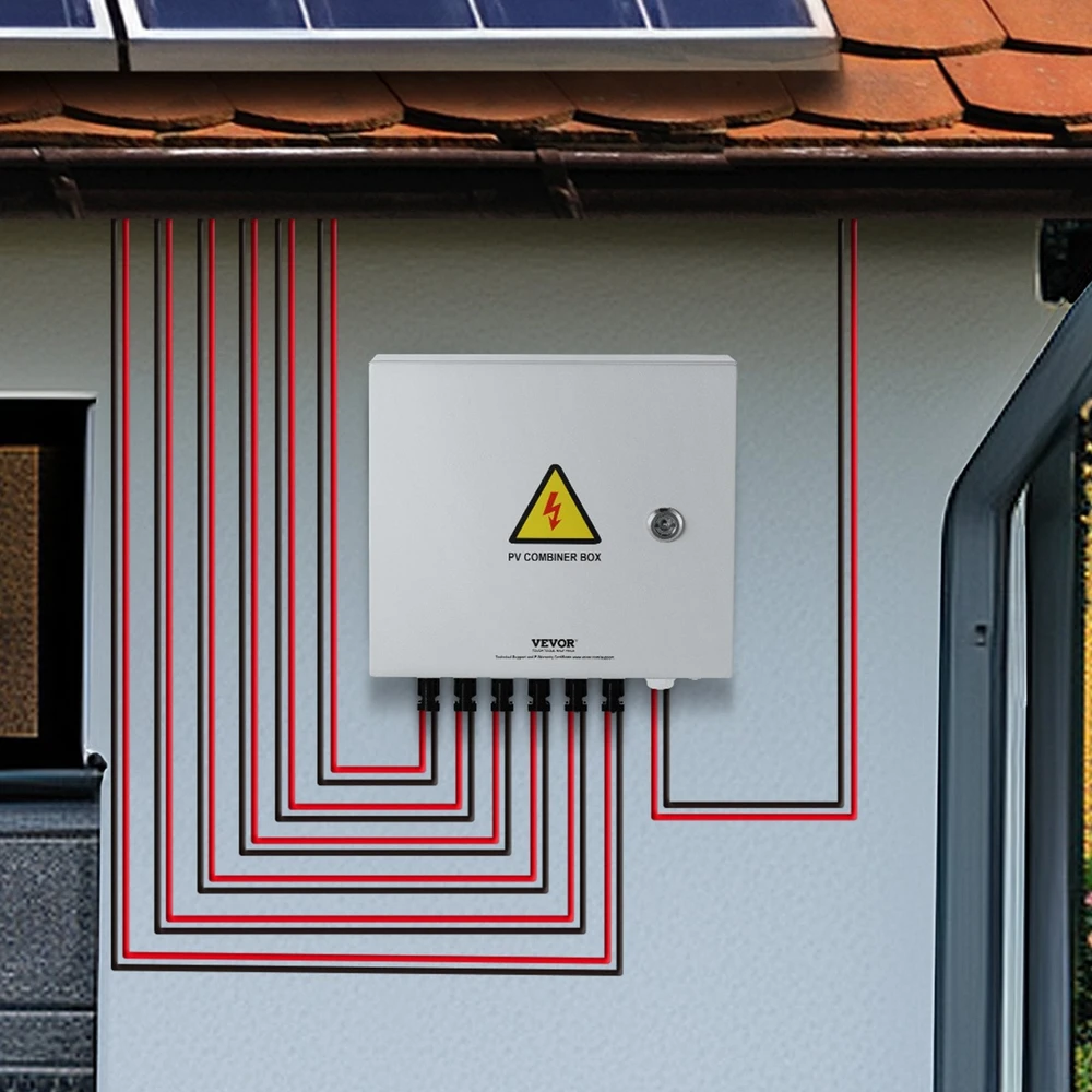 VEVOR Saulės PV skirstymo dėžė 6 linijų, 10A IP65