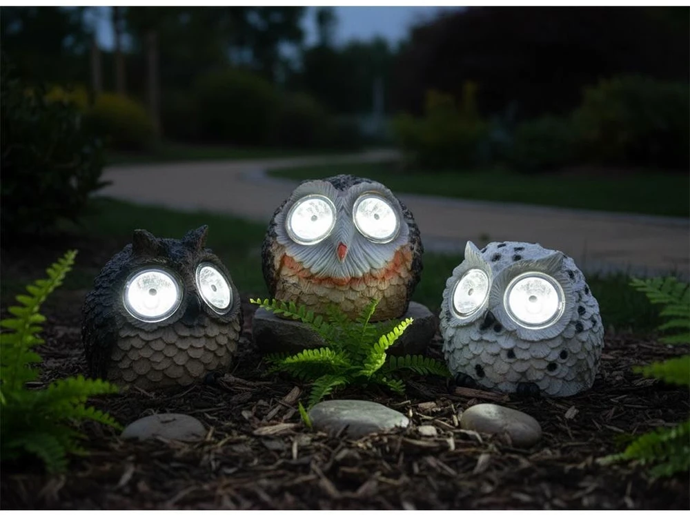 Saulės energija įkraunama sodo lempa „Pelėda“