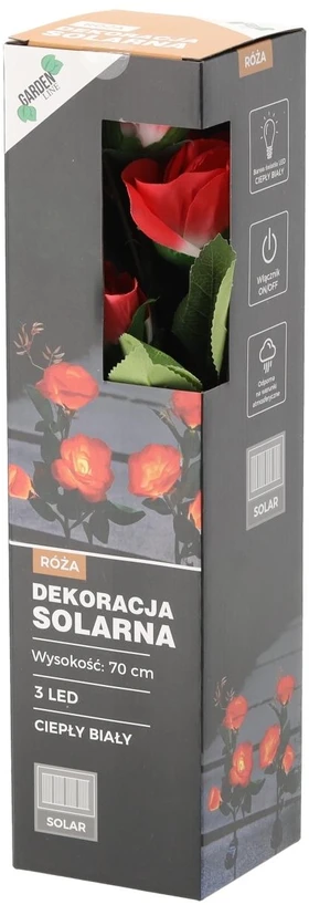 Saulės energija maitinama dekoratyvinė LED lempa „Rožė“, 70 cm
