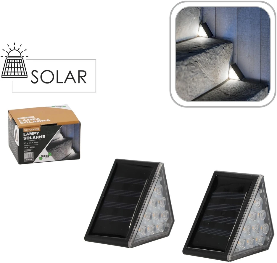 SAULĖS ENERGIJA MAITINAMOS LAIPTŲ LEMPOS LED (2 VNT.)