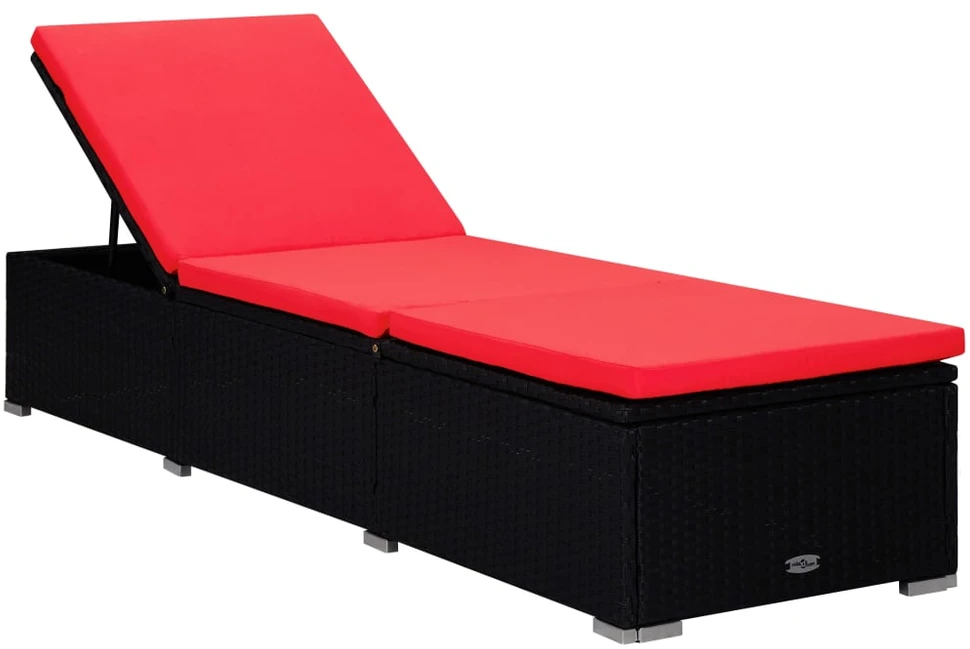 Sofa Saulės gultai su arbatos staliuku, 3 dalių, juodi, poliratanas