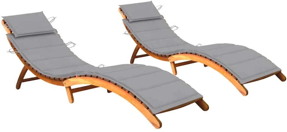 Sofa Saulės gultai su čiužinukais, 2vnt., akacijos medienos masyvas