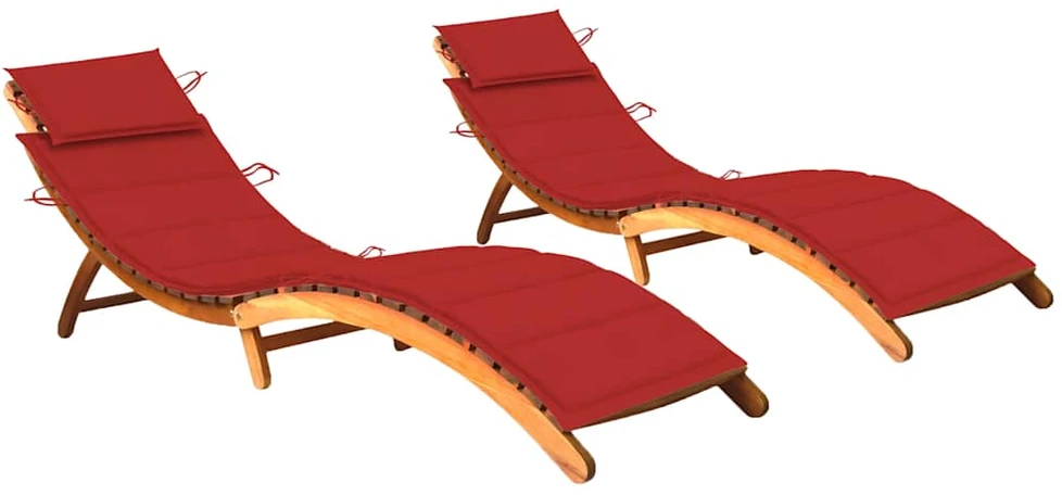Sofa Saulės gultai su čiužinukais, 2vnt., akacijos medienos masyvas