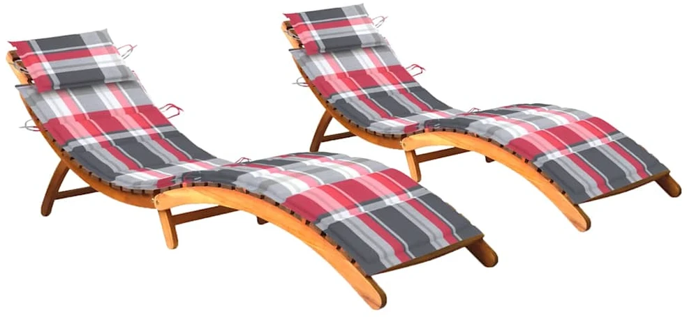 Sofa Saulės gultai su čiužinukais, 2vnt., akacijos medienos masyvas