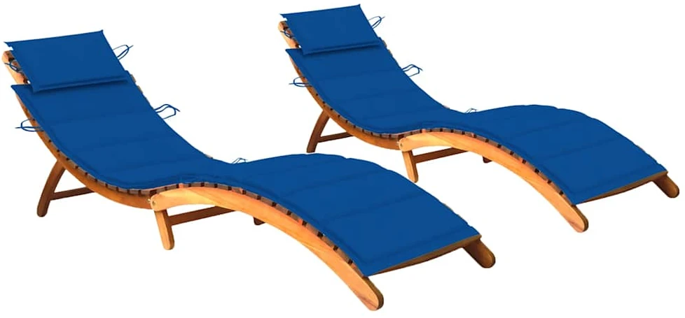 Sofa Saulės gultai su čiužinukais, 2vnt., akacijos medienos masyvas