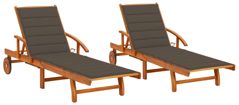 Sofa Saulės gultai su čiužinukais, 2vnt., akacijos medienos masyvas