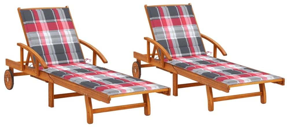 Sofa Saulės gultai su čiužinukais, 2vnt., akacijos medienos masyvas