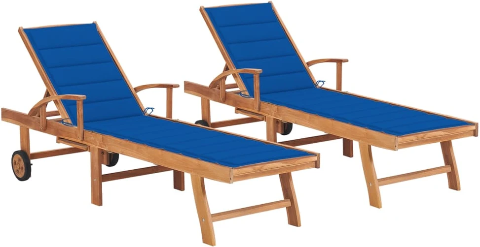 Sofa Saulės gultai su mėlynais čiužinukais, 2vnt., tikmedžio masyvas
