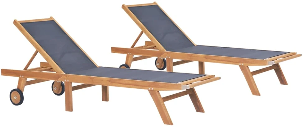 Sofa Saulės gultai su ratukais, 2vnt., tikmedis ir tekstilenas