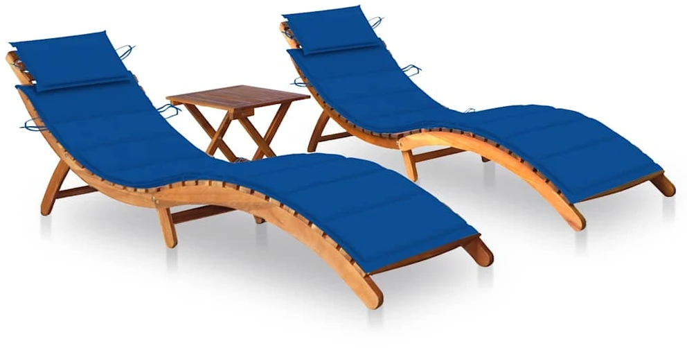 Sofa Saulės gultai su staliuku ir čiužinukais, 2vnt., akacija