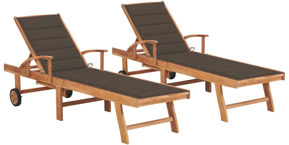 Sofa Saulės gultai su taupe spalvos čiužinukais, 2vnt., tikmedis