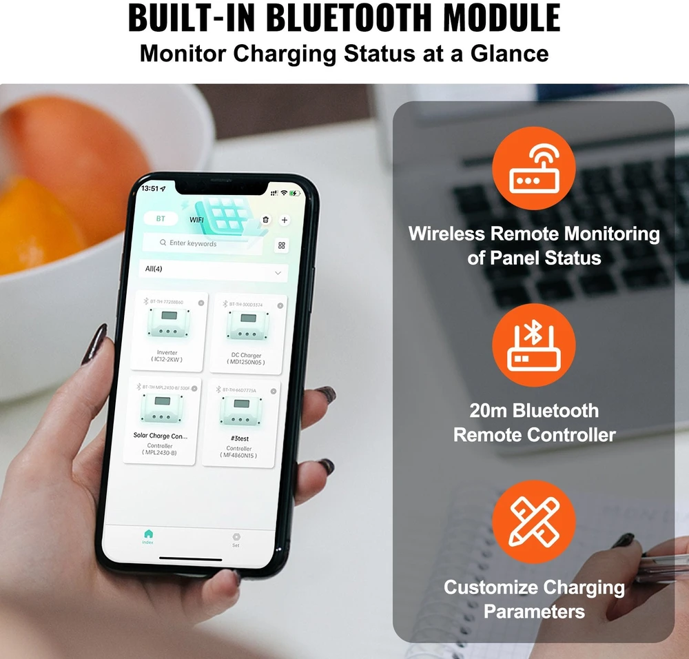 VEVOR MPPT saulės energijos valdiklis 50A su Bluetooth