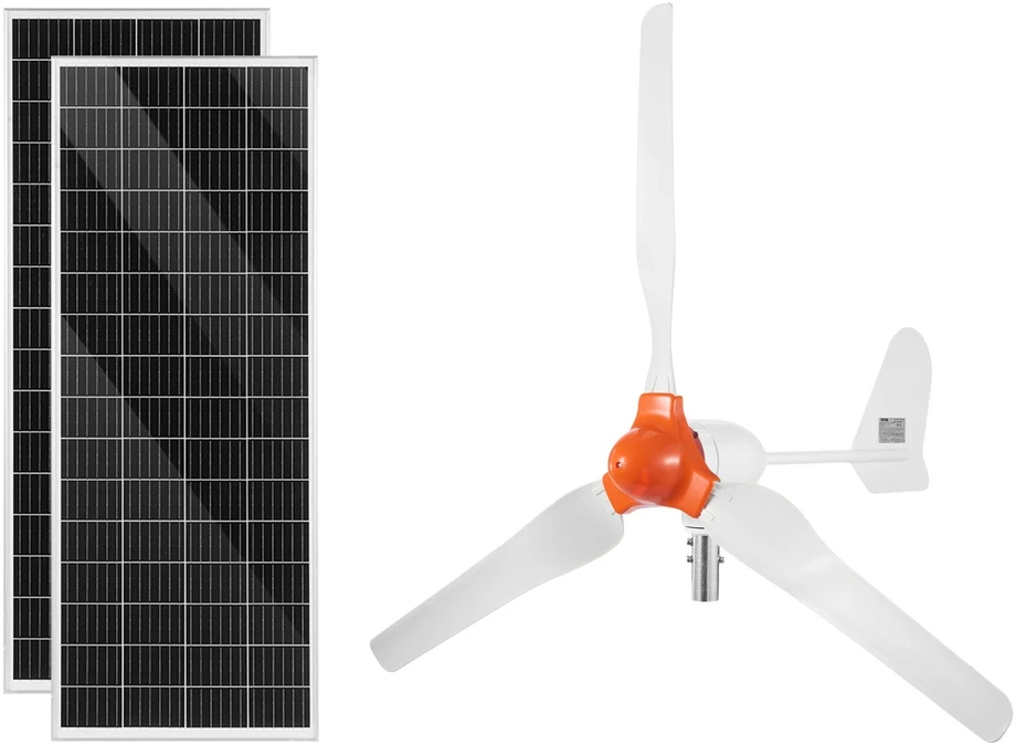 Saulės ir vėjo energijos rinkinys VEVOR 600W, su 100Ah akumuliatoriumi ir 1000W inverteriu