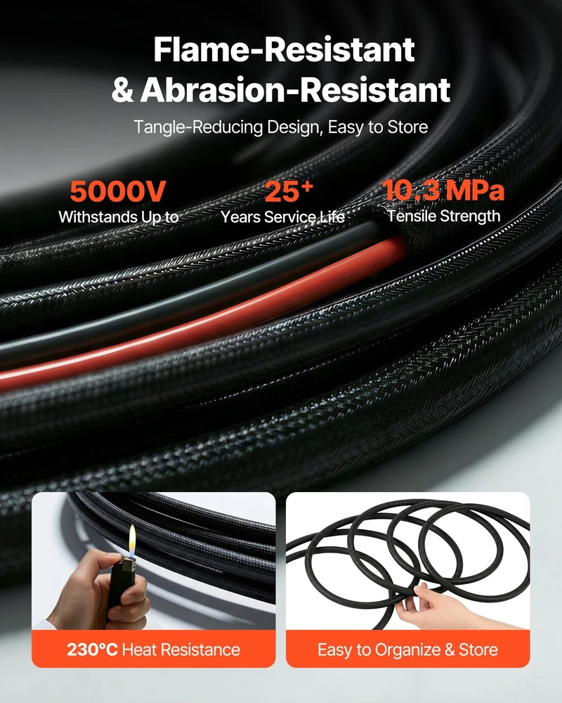 VEVOR 9,14 m saulės baterijos prailginimo kabelis 10 AWG