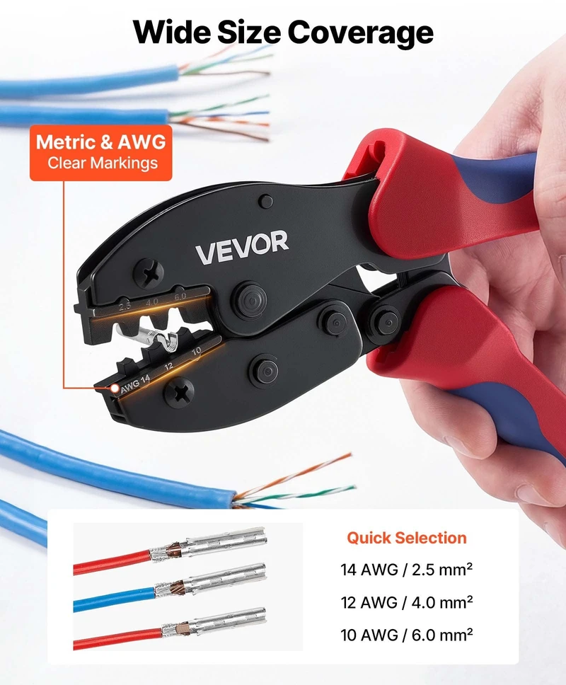 Saulės kolektorių jungčių užspaudimo replių rinkinys VEVOR FSE-2546B, 2.5-6 mm²