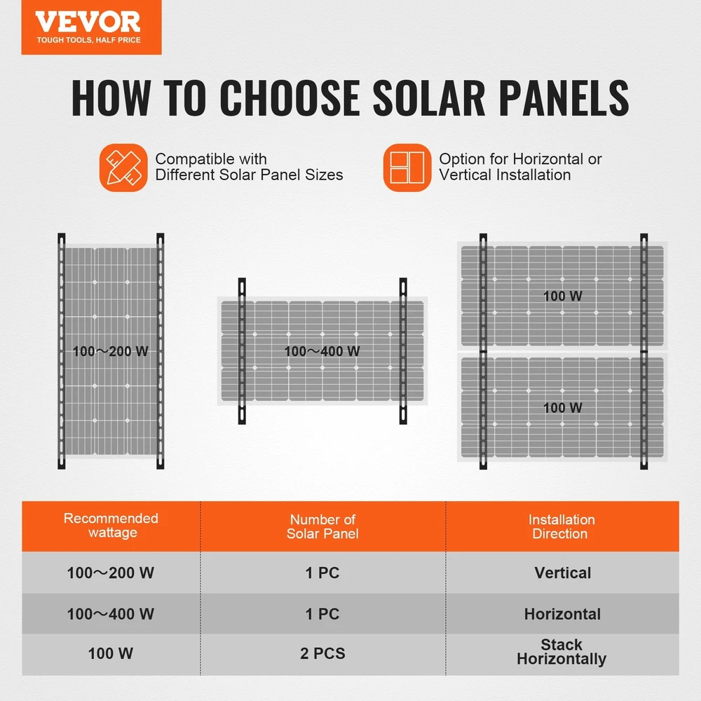 VEVOR 45 colių saulės baterijų tvirtinimo laikikliai