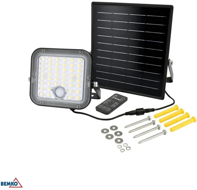 Saulės LED prožektorius Bemko Solpar, 10 W, 1500 lm, juodas
