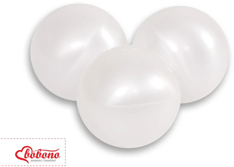 Sauso baseino plastikiniai kamuoliukai, 50 vnt., perliniai balti