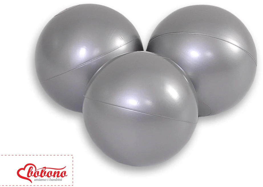 Sauso baseino plastikiniai kamuoliukai, 50 vnt., sidabriniai