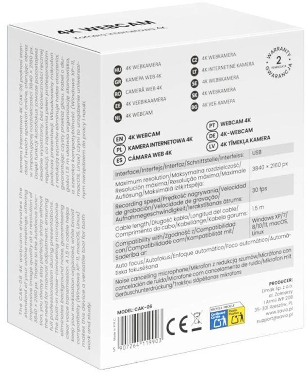 SAVIO 4K Internetinė kamera CAK-06