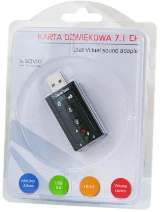 Ausinės SAVIO ak-01 Išorinė garso plokštė (USB 2.0)