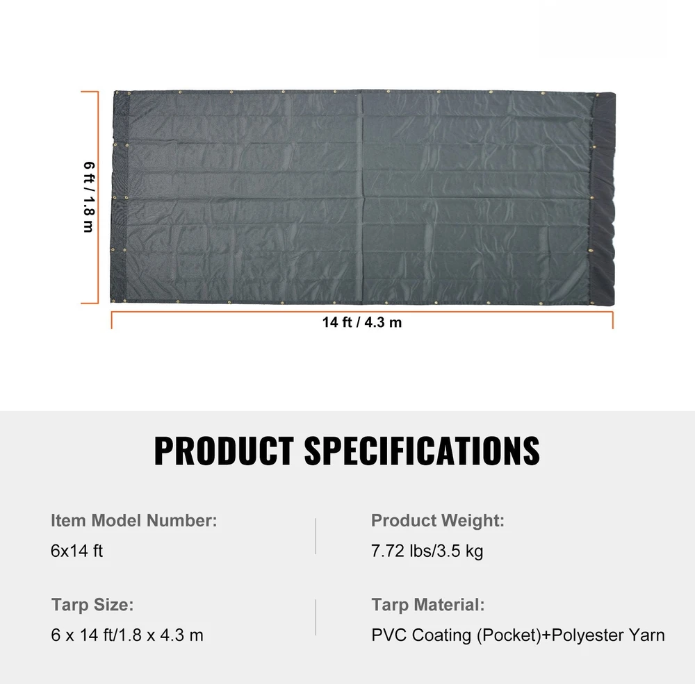 VEVOR sunkvežimio tinklinis tentu padengtas pvc 1,8 x 4,3 m