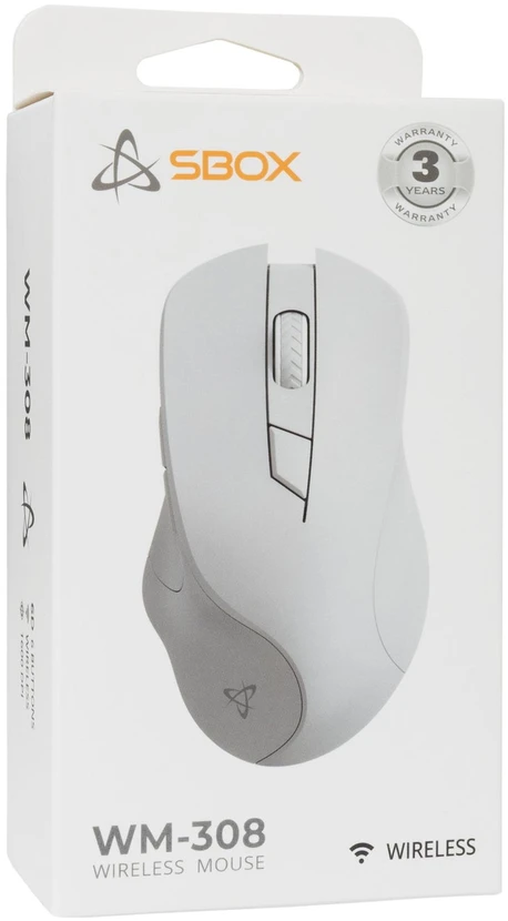 SBOX WM-308 belaidė pelė, balta