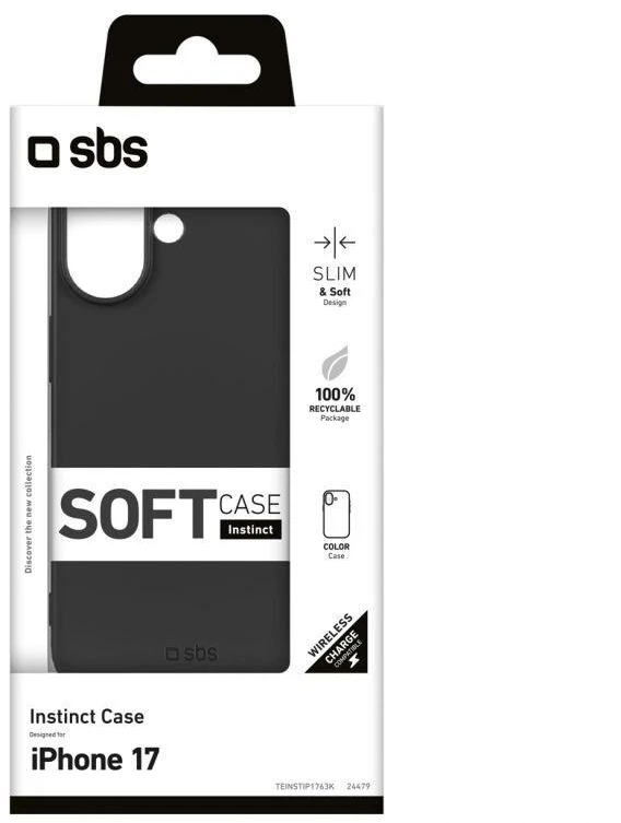 SBS Instinct dėklas iPhone 17 – juodas