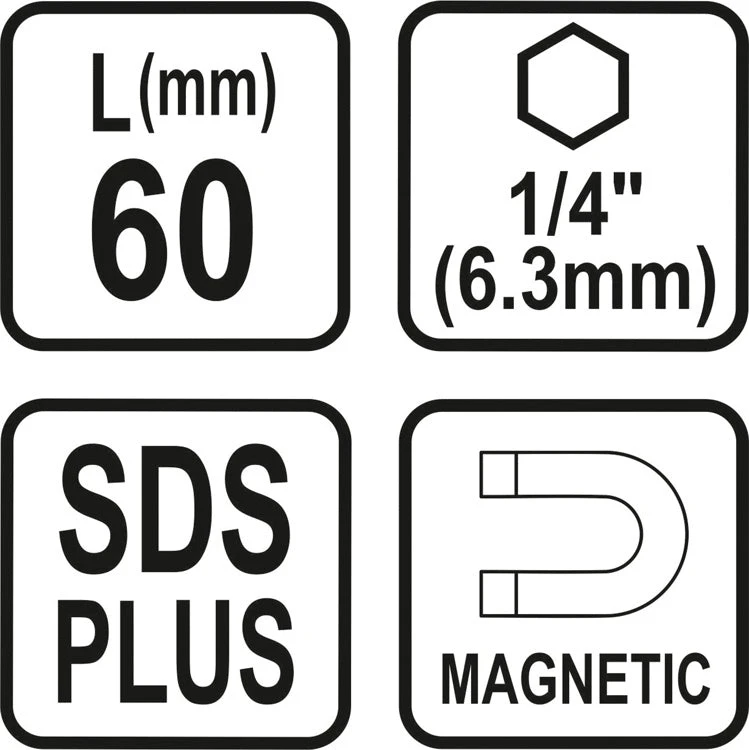 Sthor SDS+ magnetinis antgalio adapteris | 6,3 mm (1/4") | 60 mm (23460)