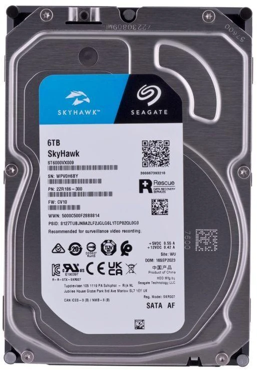Ausinės „Seagate SkyHawk“ 6TB 3,5 col. SATA ST6000VX009 HDD standusis diskas