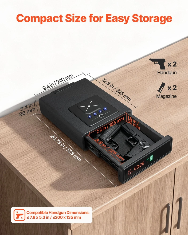 VEVOR Seifas pistoletams su biometriniu užraktu