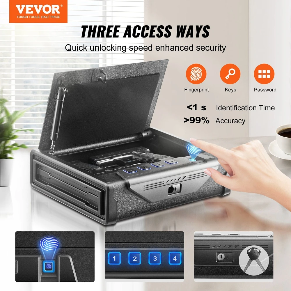 VEVOR Pistolių seifas su biometriniu užraktu