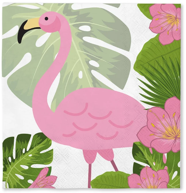 Servetėlės su flamingais 33x33 cm – Vakarėlio dekoracija