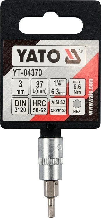 Yato ŠEŠIAKAMPĖ GALVUTĖ 1/4″, 3 MM, L 37 MM (YT-04370)