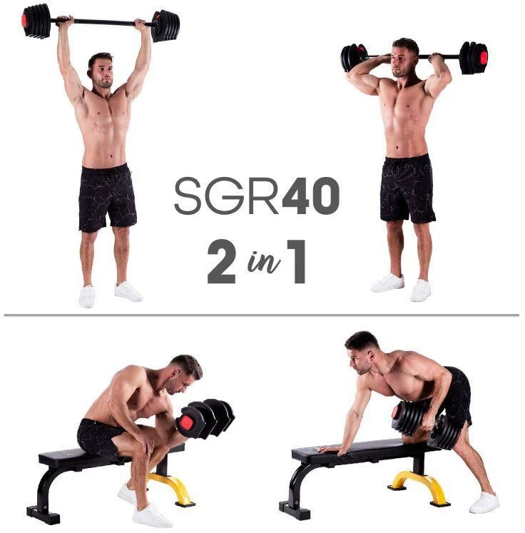 Reguliuojamų hantelių rinkinys 2 viename SGR40 PRO 40 kg HMS