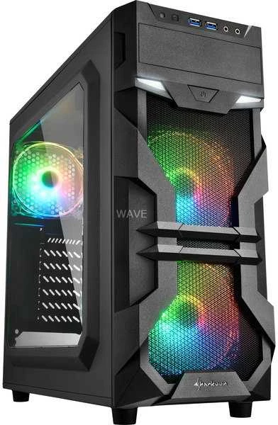Sharkoon VG7-W RGB, Tower korpusas - juodas, šoninė panelė pagaminta iš akrilo