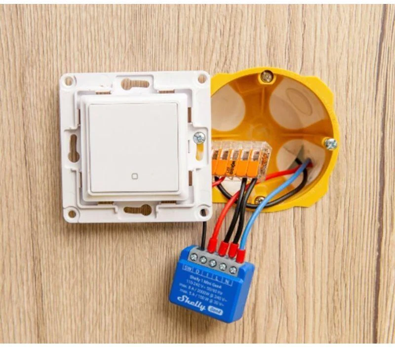 Shelly 1 Mini Gen4 1 kanalo relė 8A (WiFi, Bluetooth, Zigbee, Matter)