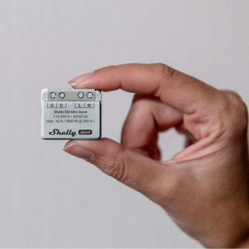 Shelly EM Mini Gen4 galios matuoklio modulis 16A (WiFi, Bluetooth, Zigbee, Matter)