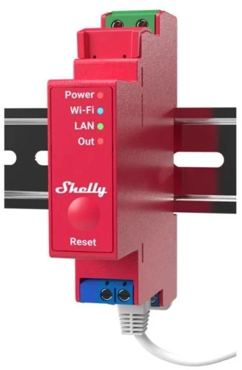 Shelly PRO 1PM išmanioji 1 kanalo relė valdoma Wifi LAN ar Bluetooth montuojama ant DIN bėgelio