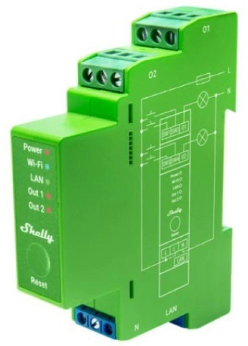 Shelly Pro Dimmer 2PM 2 kanalų pritemdymo modulis