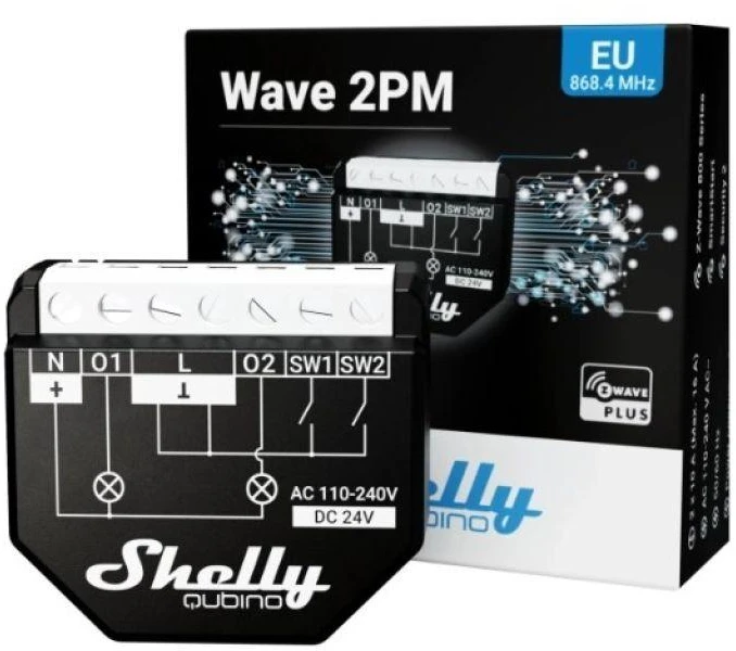 Shelly Qubino Wave 2PM Z-Wave 2 kanalų relė